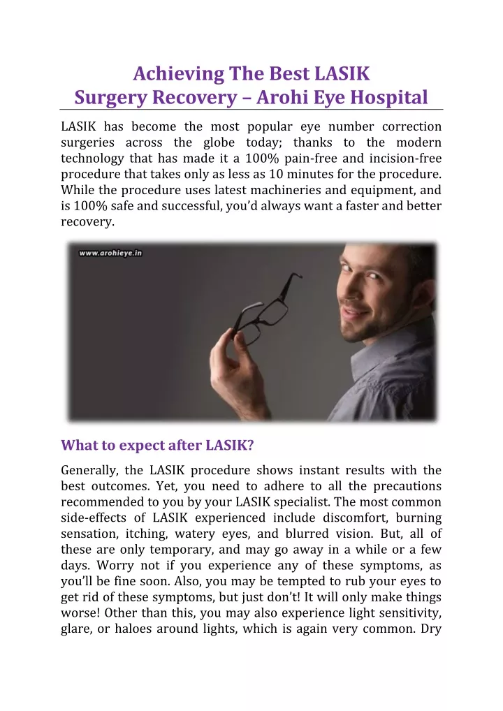 achieving the best lasik surgery recovery arohi