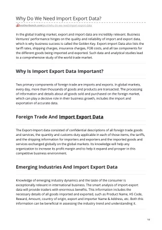 why do we need import export data