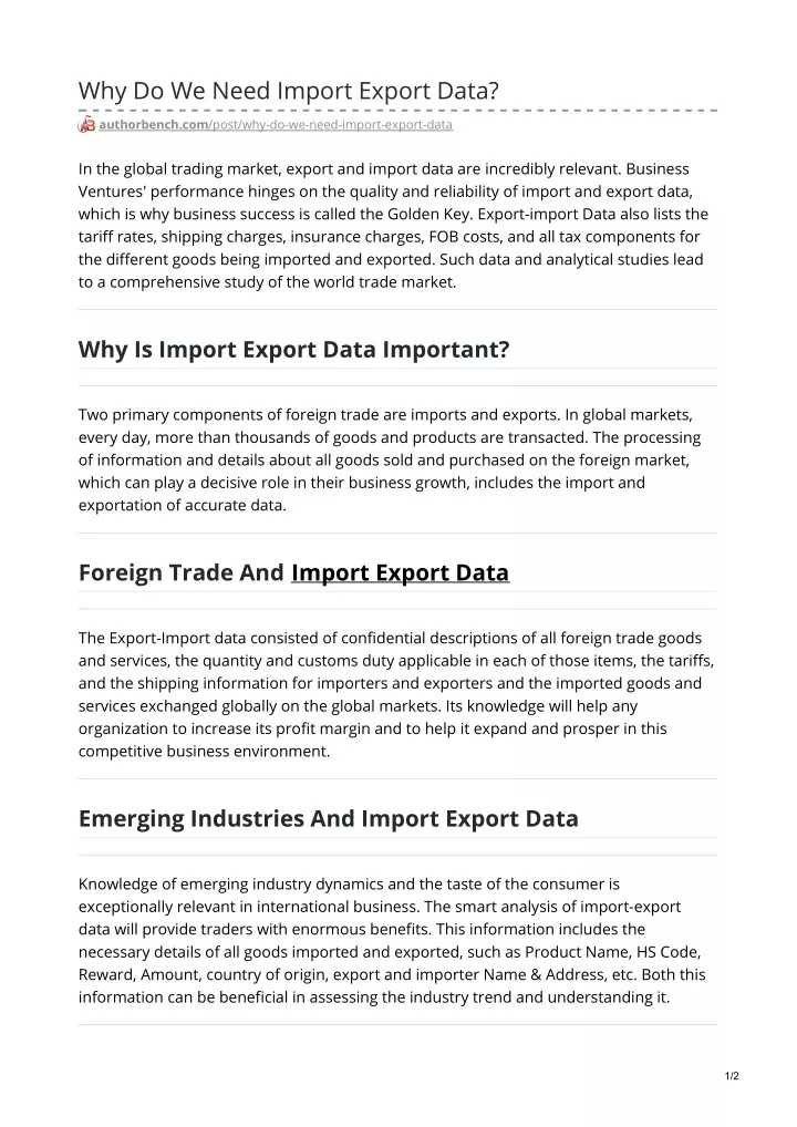 why do we need import export data