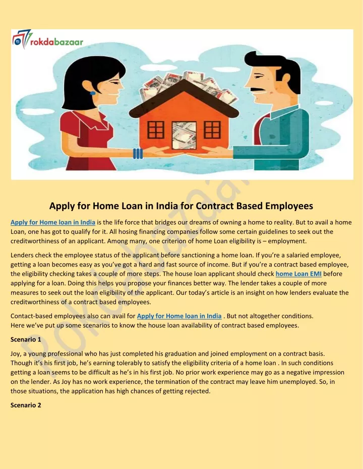 apply for home loan in india for contract based