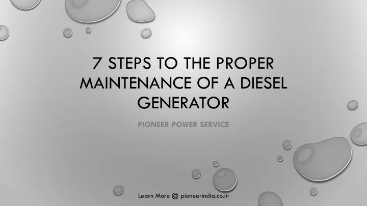 7 steps to the proper maintenance of a diesel generator
