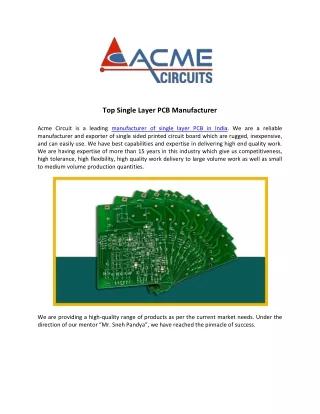 top single layer pcb manufacturer