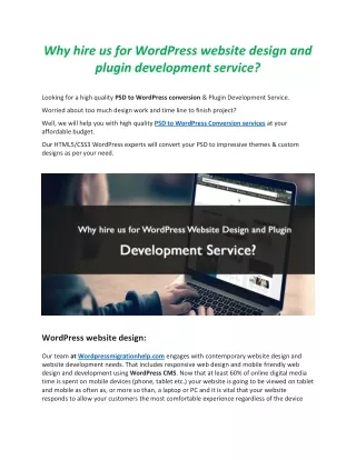 Why hire us for WordPress website design and plugin development service?
