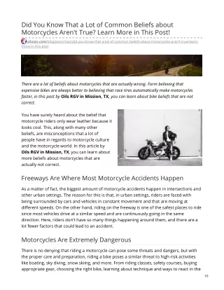 Did You Know That a Lot of Common Beliefs About Motorcycles Arent True Learn More in This Post