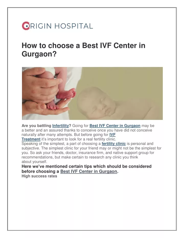 how to choose a best ivf center in gurgaon