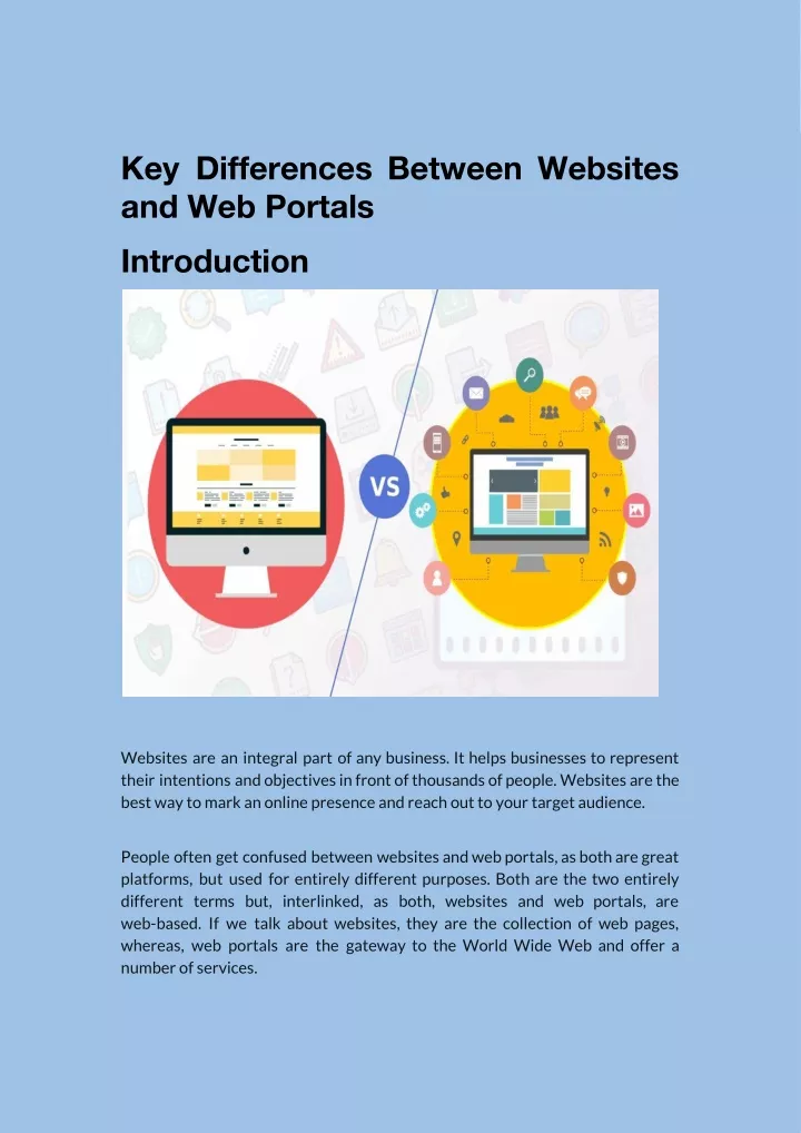 key differences between websites and web portals