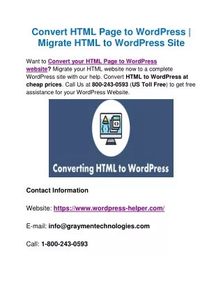 Convert HTML Page to WordPress | Migrate HTML to Wordpress Site