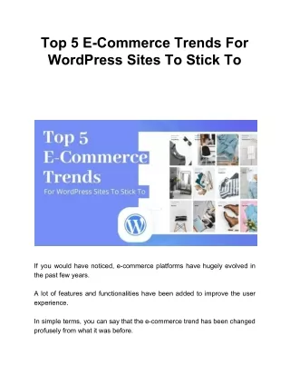 top 5 e commerce trends for wordpress sites
