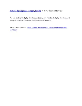 best php development company in india