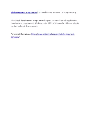 yii development programmer yii development