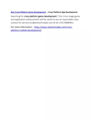 best cross platform game development cross