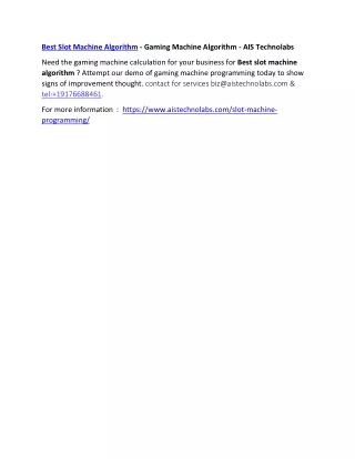 best slot machine algorithm gaming machine