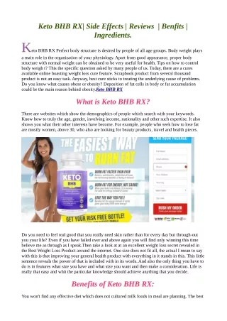 Keto BHB RXKeto, Benfits & Scam