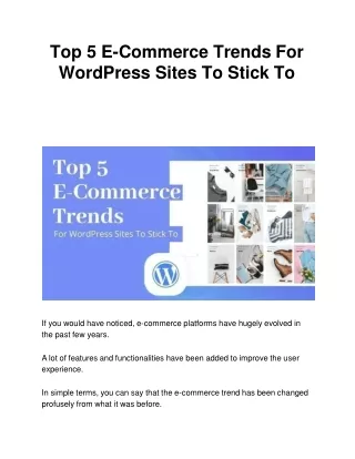 top 5 e commerce trends for wordpress sites to stick to