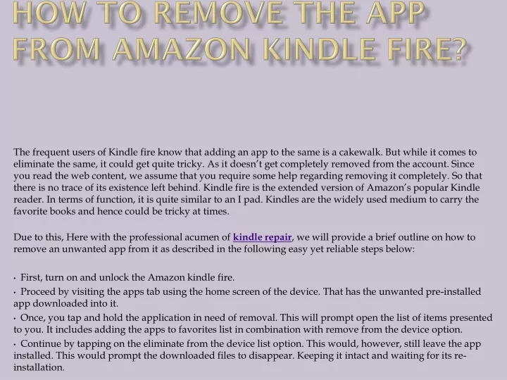 how to remove the app from amazon kindle fire