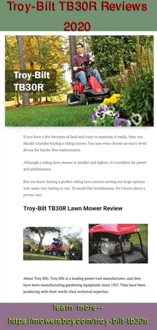Troy-Bilt TB30R Reviews 2020