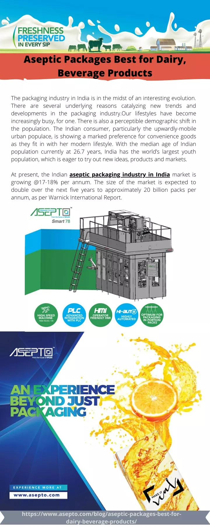 aseptic packages best for dairy beverage products