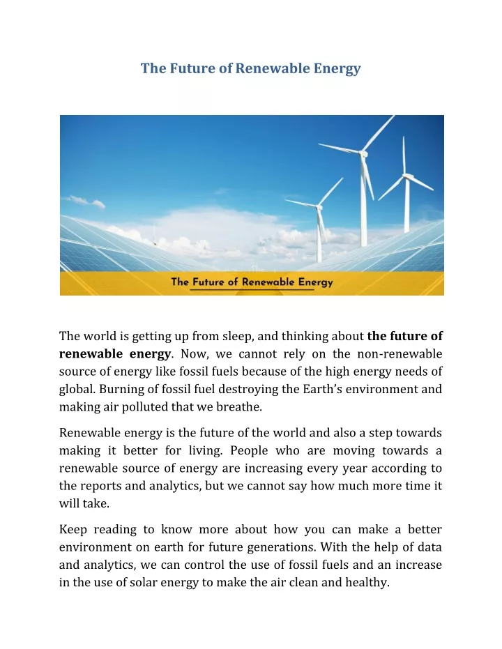 the future of renewable energy