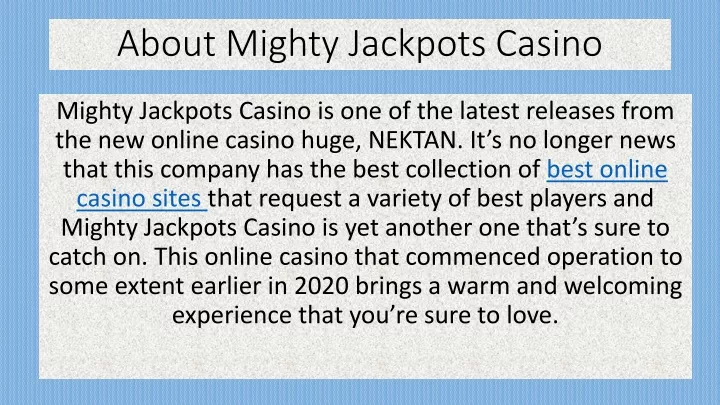 about mighty jackpots casino