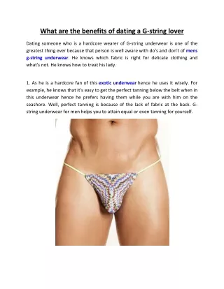 what are the benefits of dating a g string lover