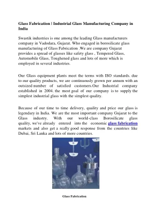 Glass Fabrication | Industrial Glass Manufacturing Company In India