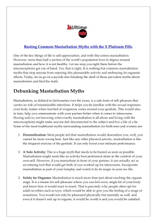 Busting Common Masturbation Myths with the X Platinum Pills