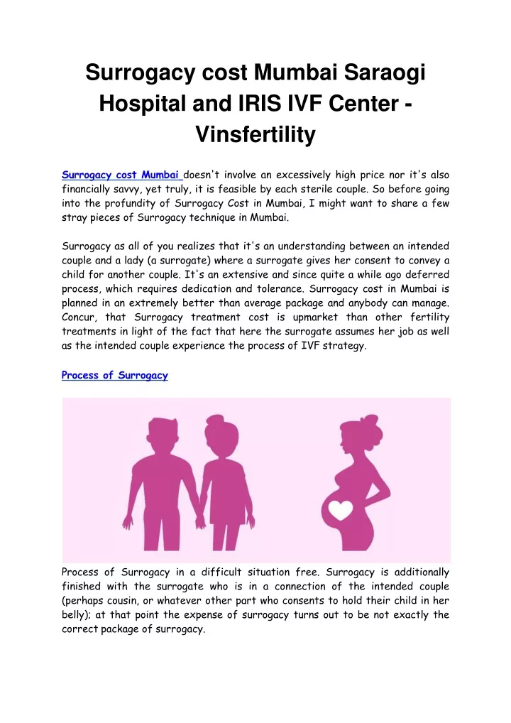 surrogacy cost mumbai saraogi hospital and iris ivf center vinsfertility