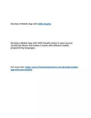 develop a mobile app with aws amplify develop