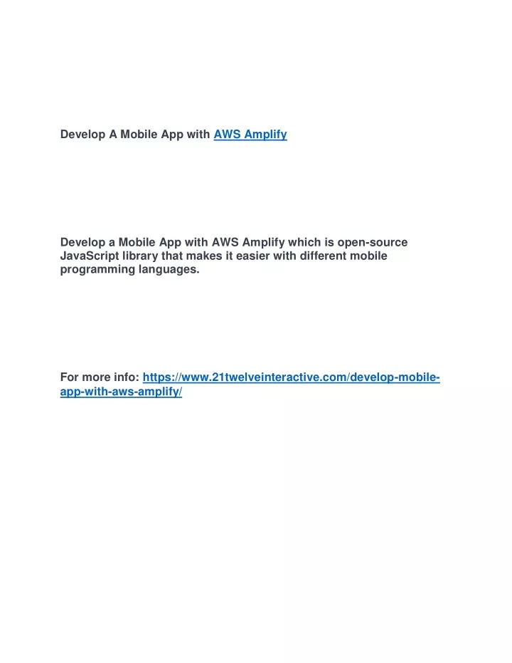 develop a mobile app with aws amplify develop