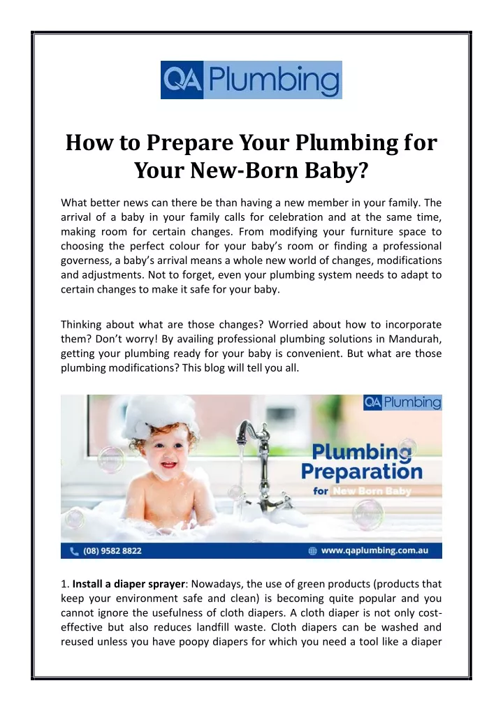how to prepare your plumbing for your new born