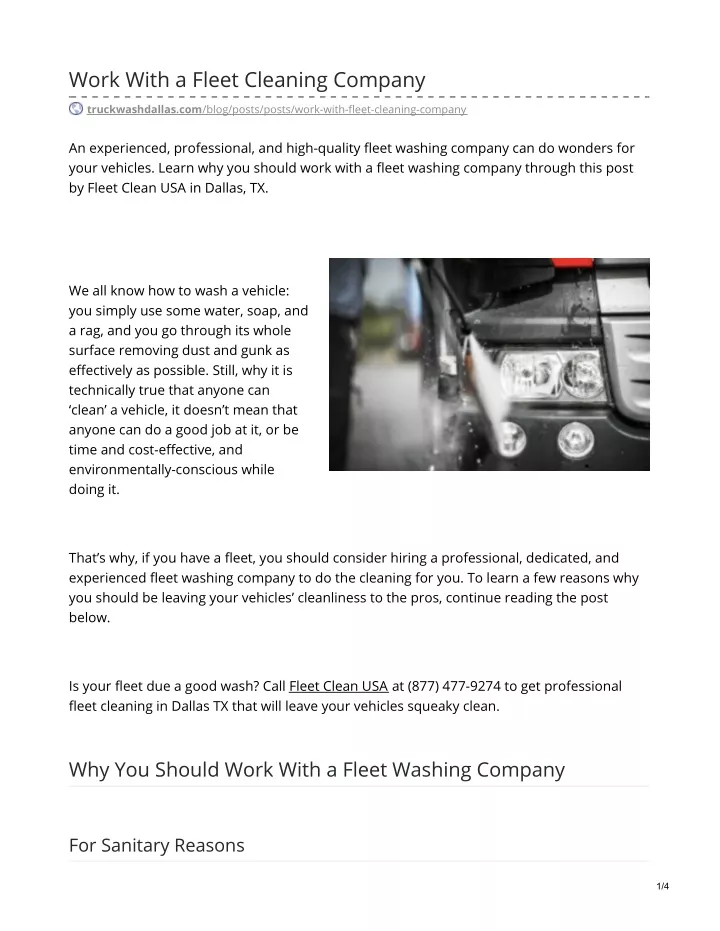work with a fleet cleaning company