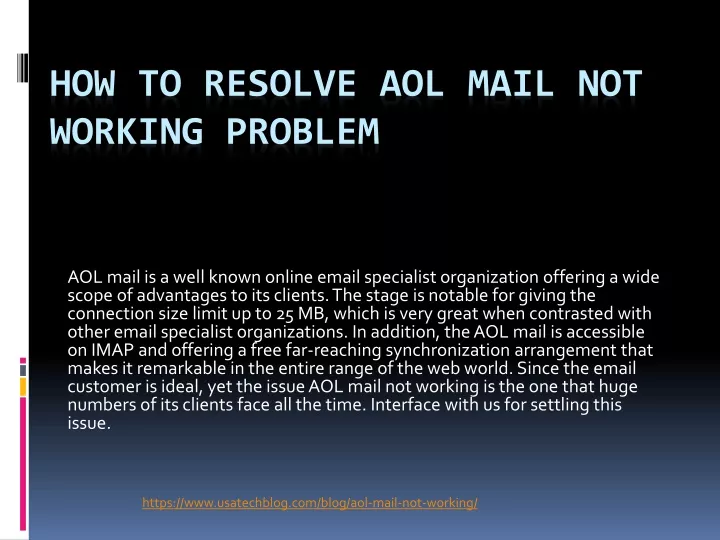 how to resolve aol mail not working problem