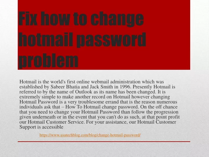 fix how to change hotmail password problem