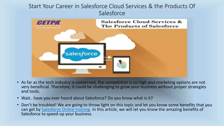 start your career in salesforce cloud services the products of salesforce