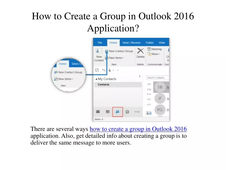how to create a group in outlook 2016 application