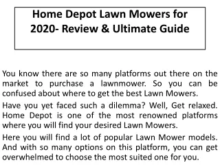 Home Depot Lawn Mowers for 2020- Review & Ultimate Guide
