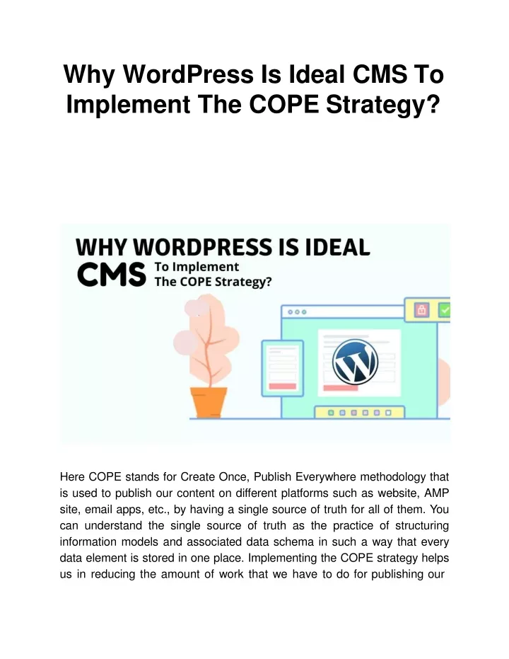 why wordpress is ideal cms to implement the cope strategy