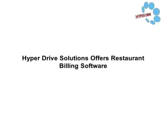 Hyper Drive Solutions Offers Restaurant Billing Software
