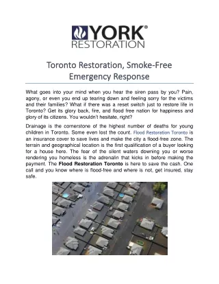 Toronto Restoration, Smoke-Free Emergency Response