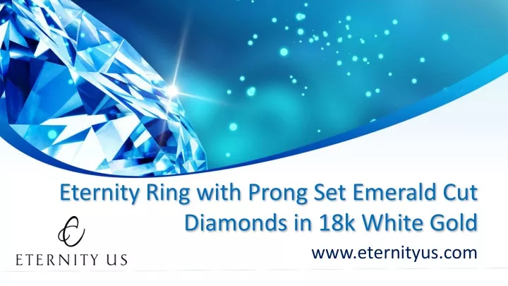 eternity ring with prong set emerald cut diamonds in 18k white gold