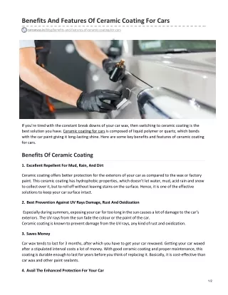 Benefits And Features Of Ceramic Coating For Cars