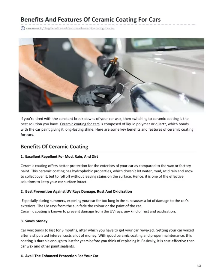benefits and features of ceramic coating for cars