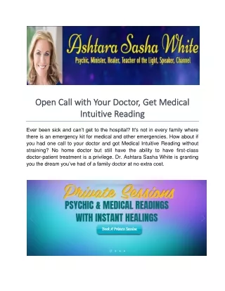 Open Call with Your Doctor, Get Medical Intuitive Reading
