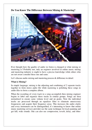 do you know the difference between mixing