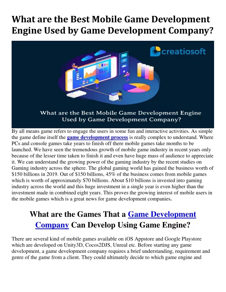 what are the best mobile game development engine