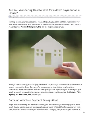 Are You Wondering How to Save for a Down Payment on a House