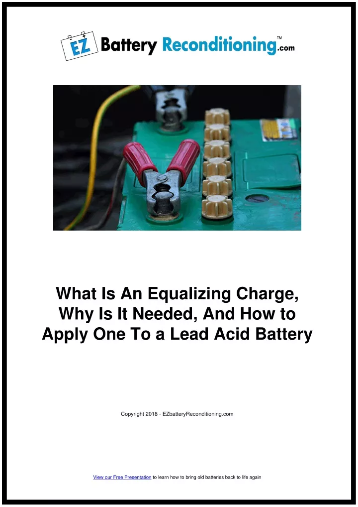 what is an equalizing charge why is it needed