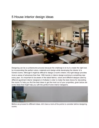 5 house interior design ideas
