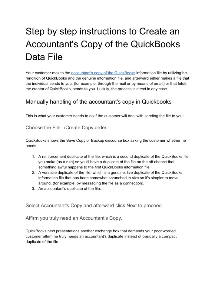 step by step instructions to create an accountant