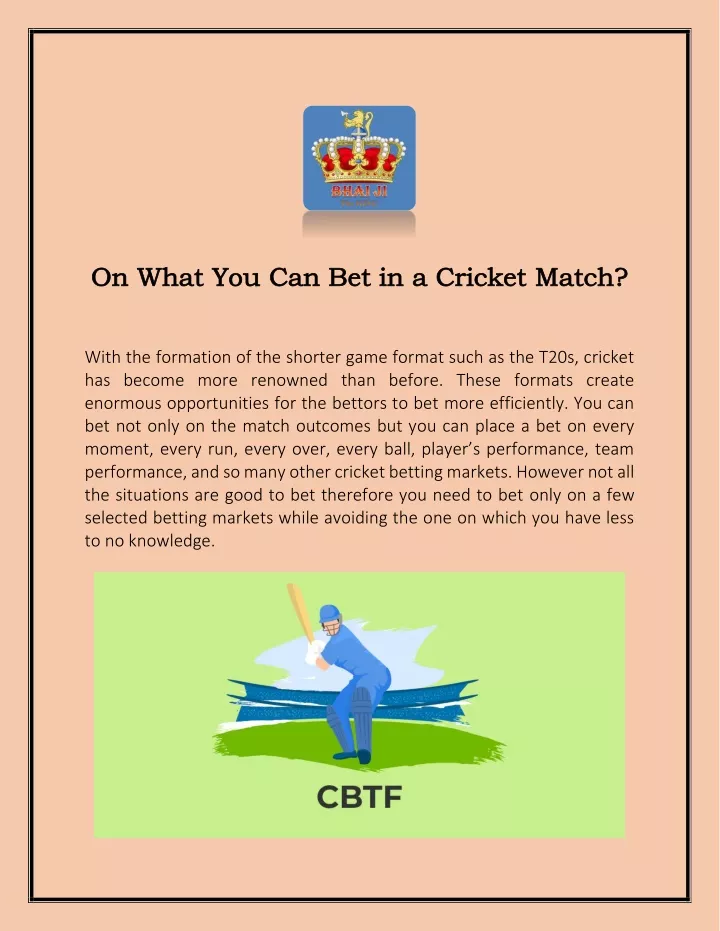on what you can bet in a cricket match on what